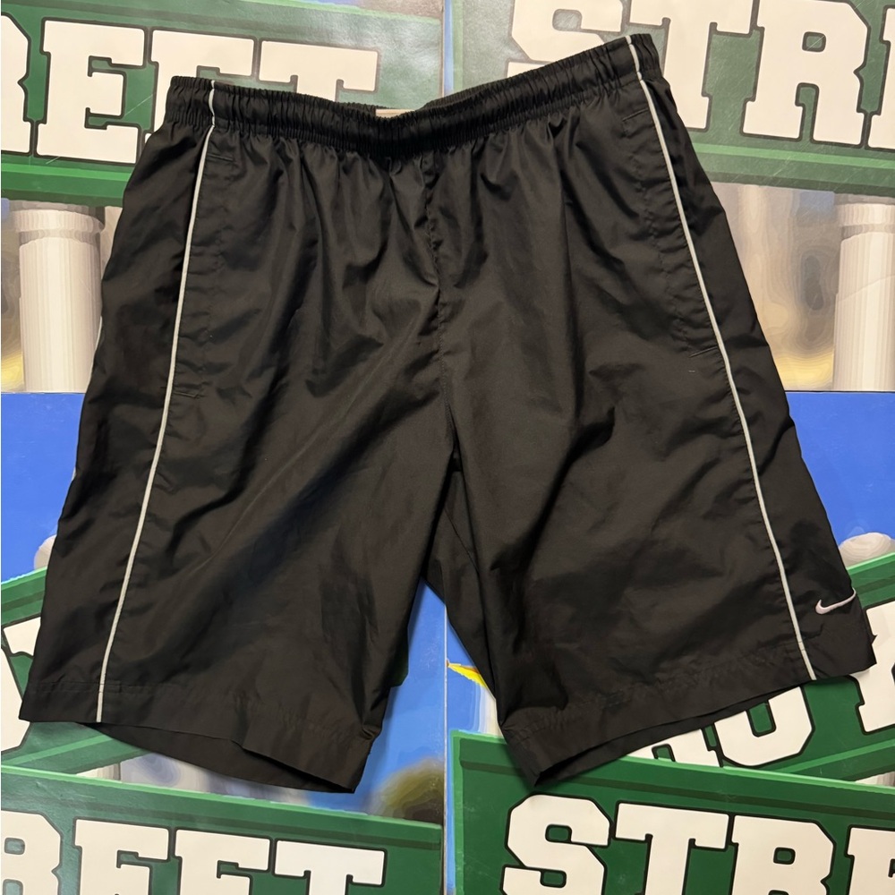 Nike Men's Black Athletic Shorts with White Accents